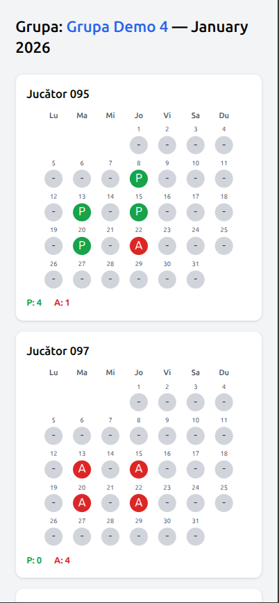 Antrenor Rapoarte Prezenta