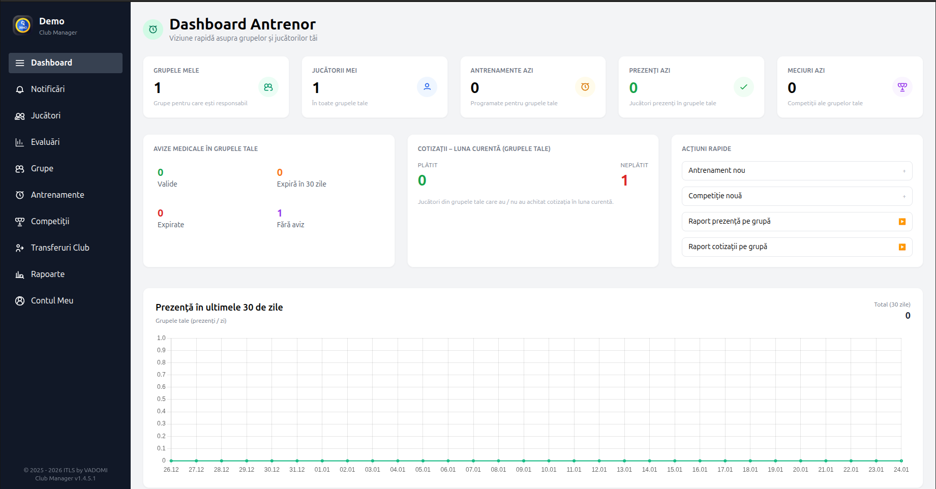 Coach — Dashboard antrenor